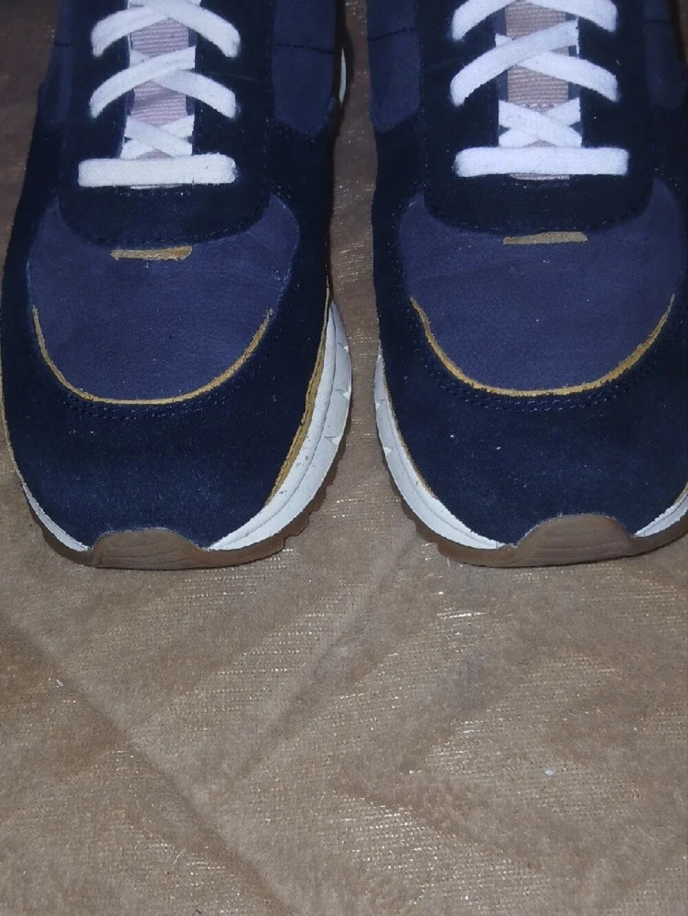 Madewell Unisex Navy Sneakers with Pink Heel and Tan Trim Sz: W 7 M 5.5
